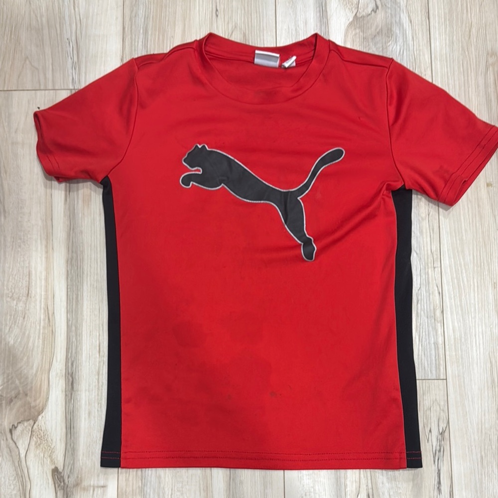 $5- Puma Red and Black Short Sleeve Tee